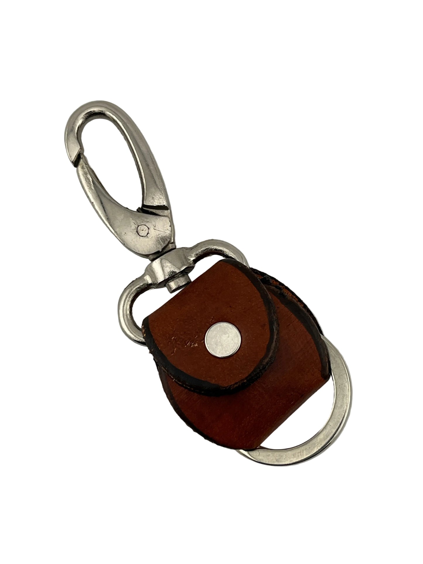 ZYGMA Handcrafted Leather Keychain | Embossed Floral Design with Silver Ring & Clasp Hook