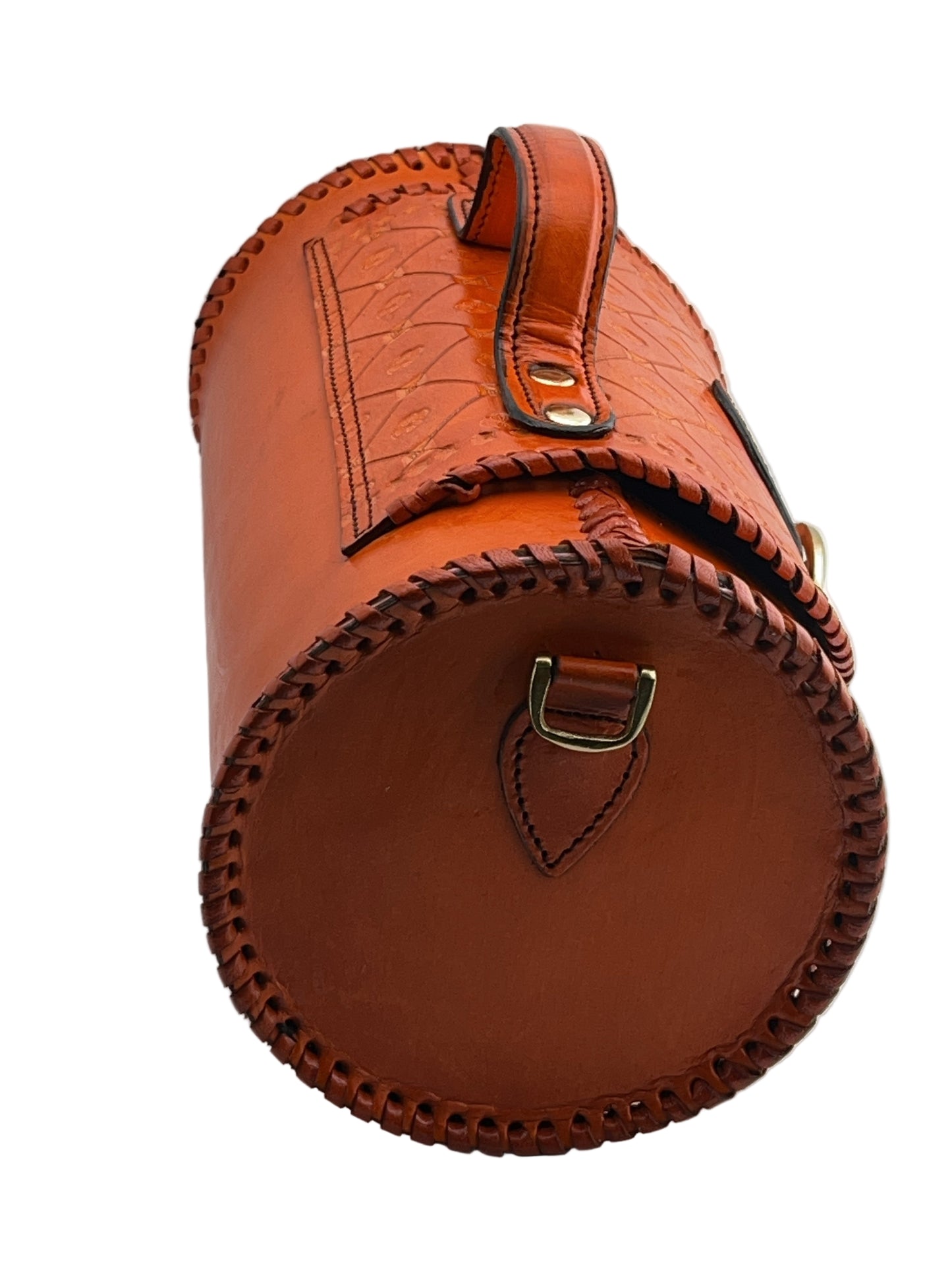 Zygma Handmade Genuine Leather Barrel Bag for Women | Stylish Sling & Handbag | Premium Gift for Her | Orange