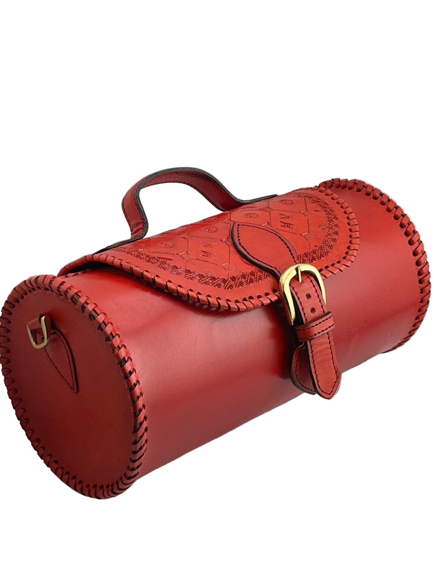 Zygma Handmade Genuine Leather Barrel Bag for Women | Stylish Sling & Handbag | Premium Gift for Her | Red