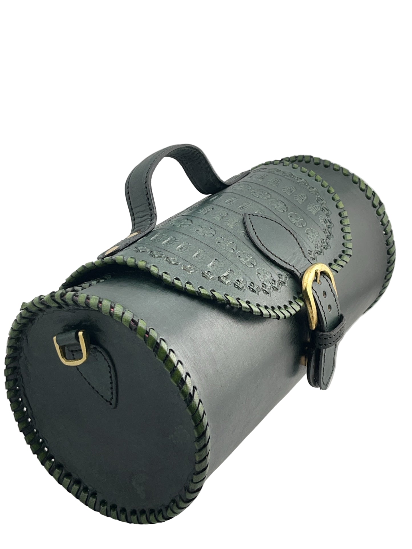 Zygma Handmade Genuine Leather Barrel Bag for Women | Stylish Sling & Handbag | Premium Gift for Her | Green