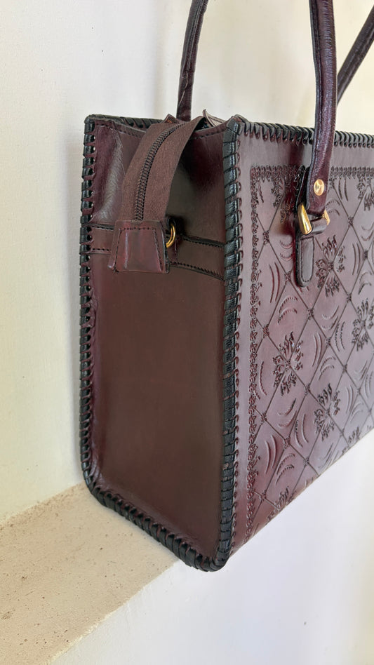 Zygma 14-Inch Leather Laptop Bag for Women | Handmade Tote-brown
