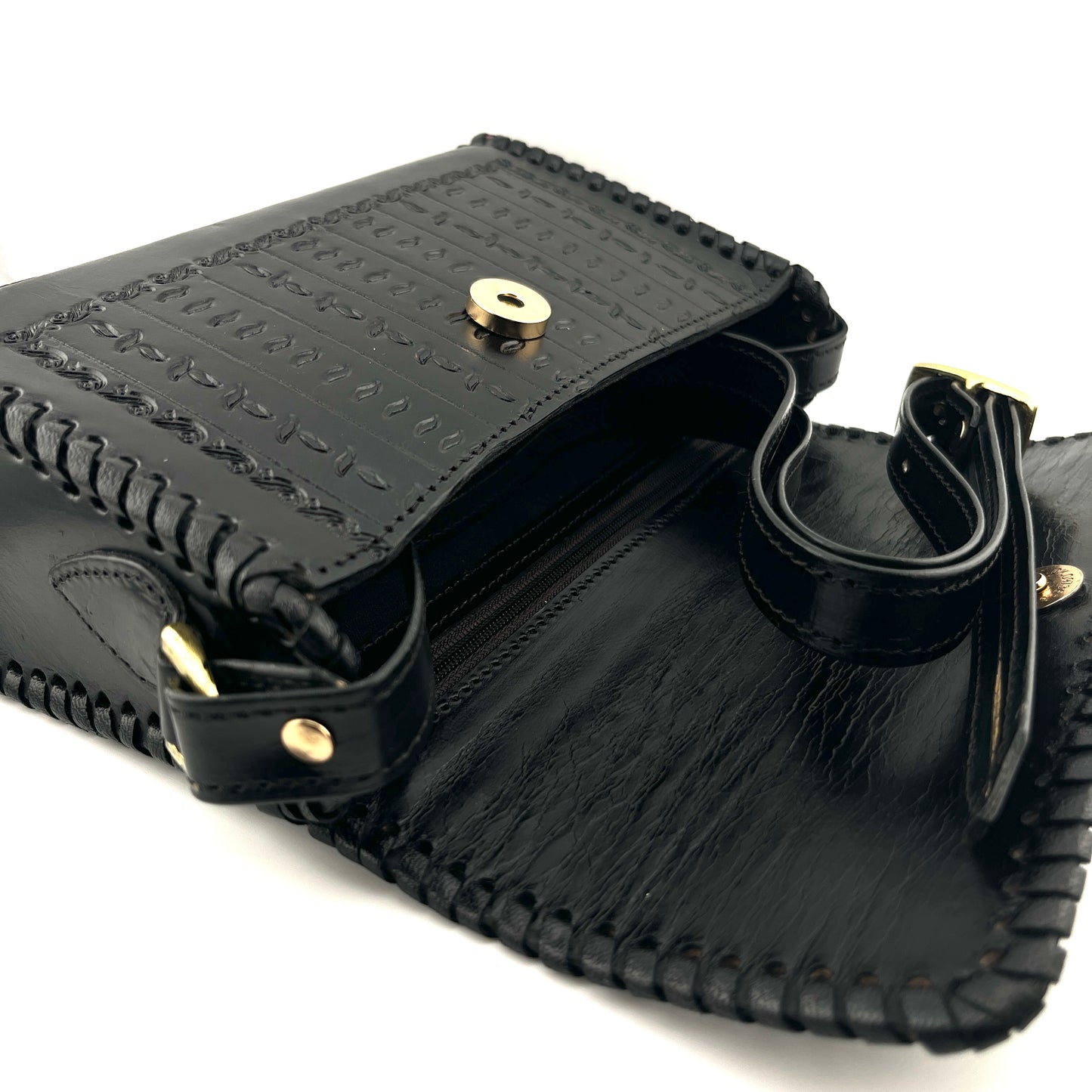 Zygma Handmade Genuine Leather Black Sling Bag