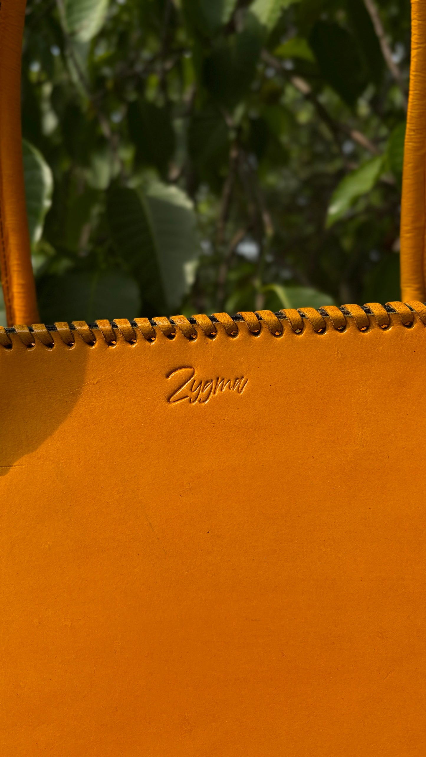 ZYGMA Handmade Genuine Leather Laptop Tote Bag for Women | Mustard Yellow | Clean Minimal Design | Whipstitch Edge | Office & College Bag