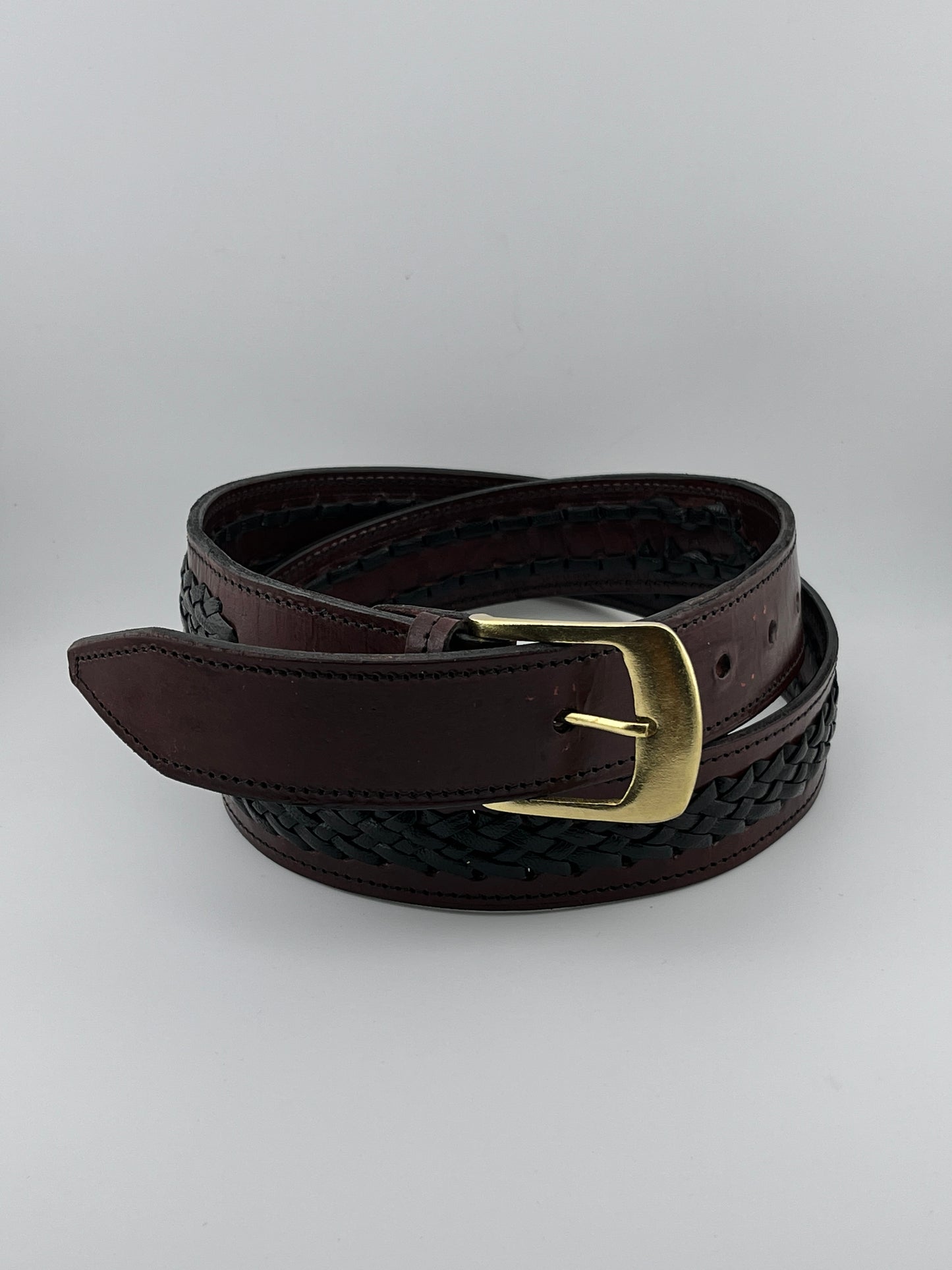 ZYGMA Handcrafted Genuine Leather Belt for Men | Hand Braided Center Braid with Antique Brass Buckle
