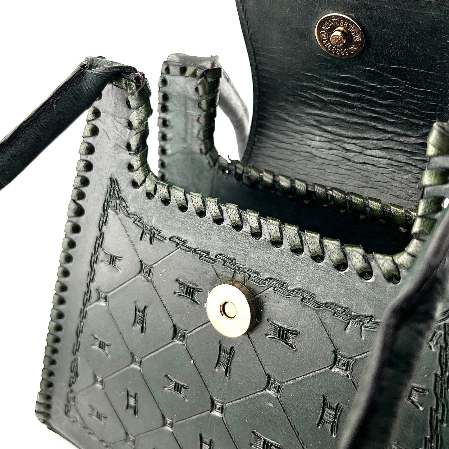 Zygma Handcrafted Genuine Leather Shoulder Bag – Artisan Tooled Pattern Structured Mini Tote for Women