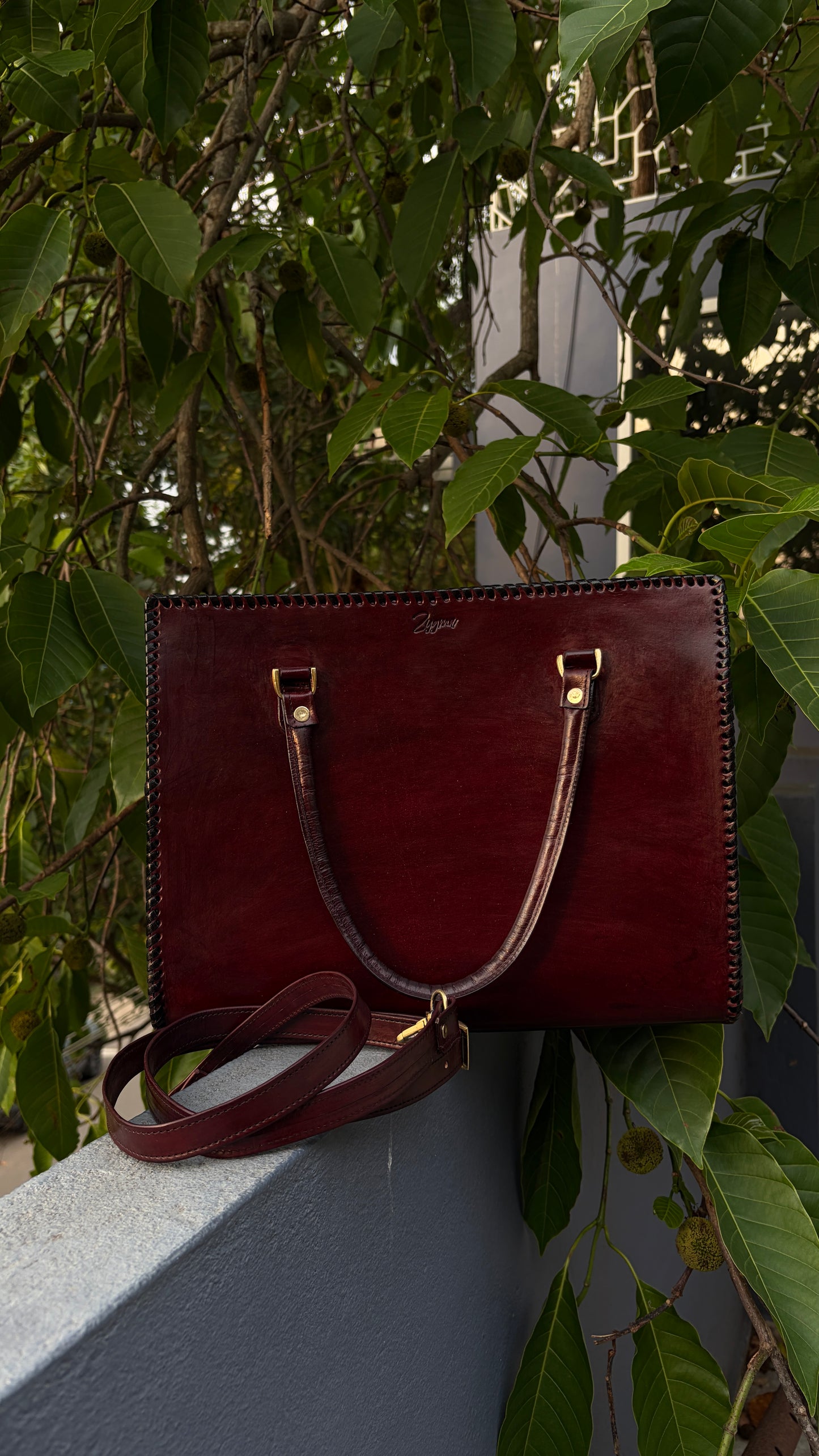 Zygma Burnished Laptop Tote — 14 Inch, Genuine Leather
