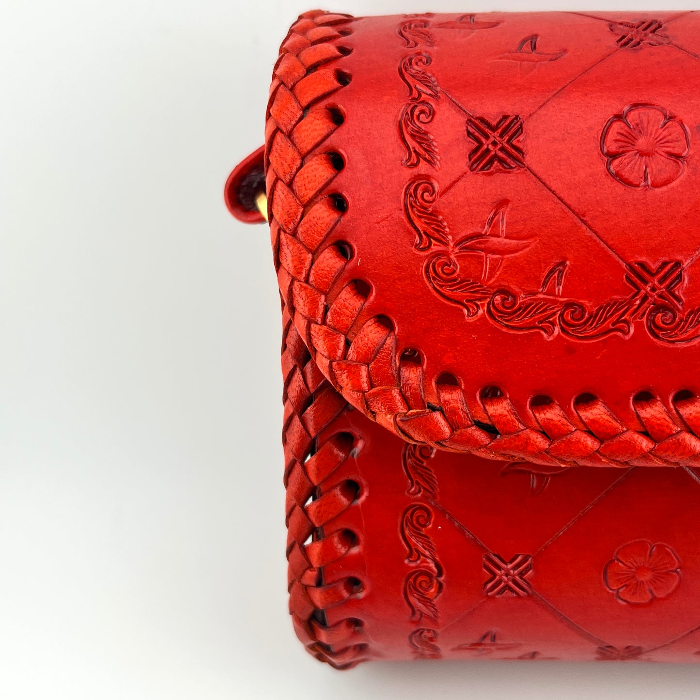 Zygma Red Embossed Leather sling bag