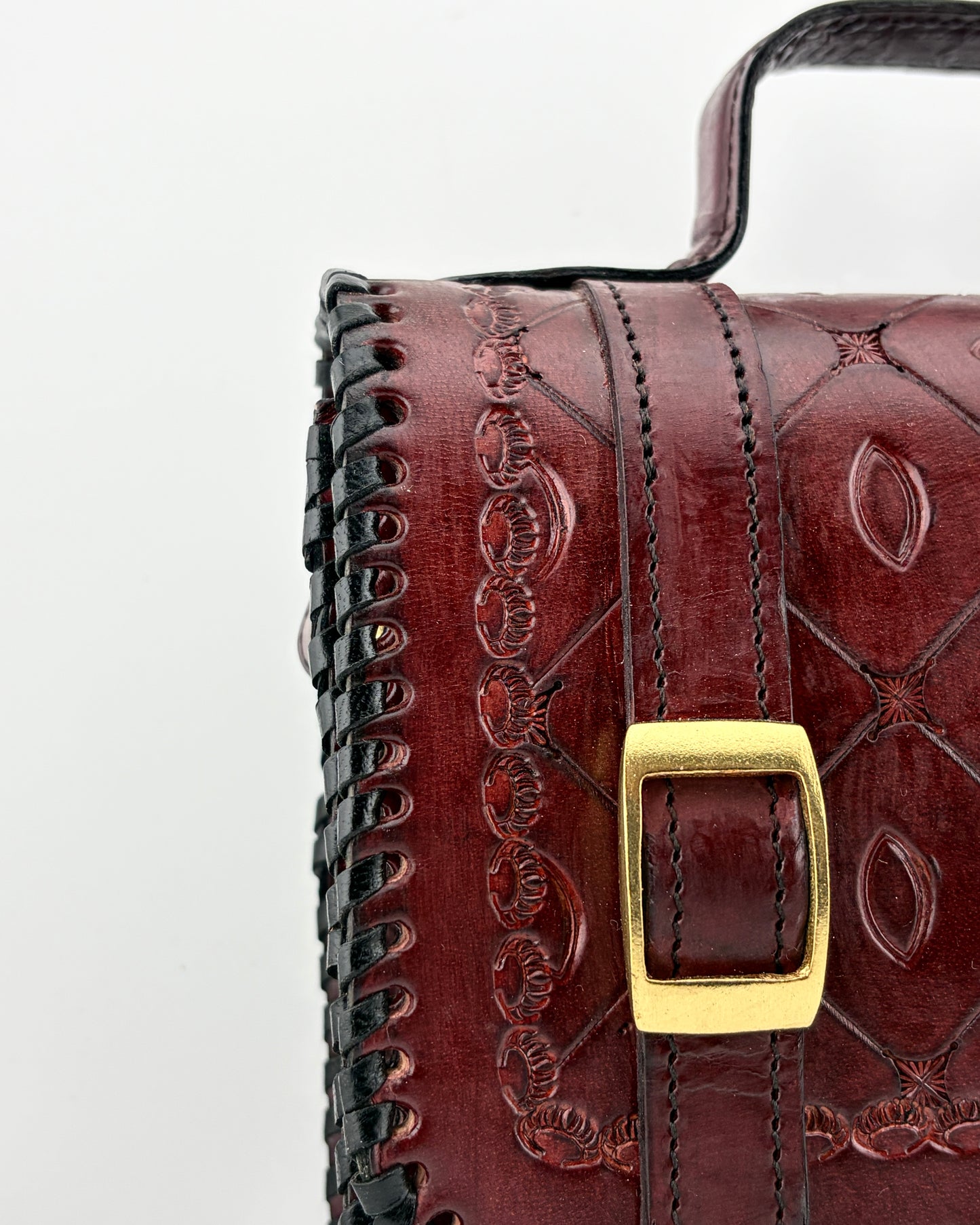 Zygma Handmade Genuine Leather Satchel Bag for Women | Brass Turn-Lock & Buckle | Brown | Structured Top Handle Crossbody Bag | Whipstitch Edges