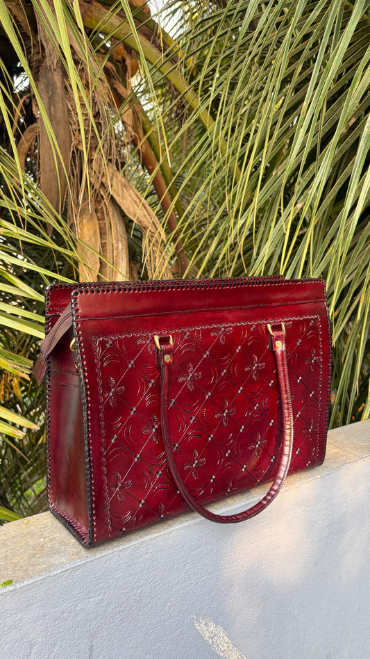 Zygma 16" Leather Laptop Tote bag brown