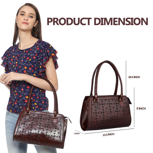 Zygma® Handmade Genuine Leather Teacher Tote Bag for Women - Compact and Elegant Design