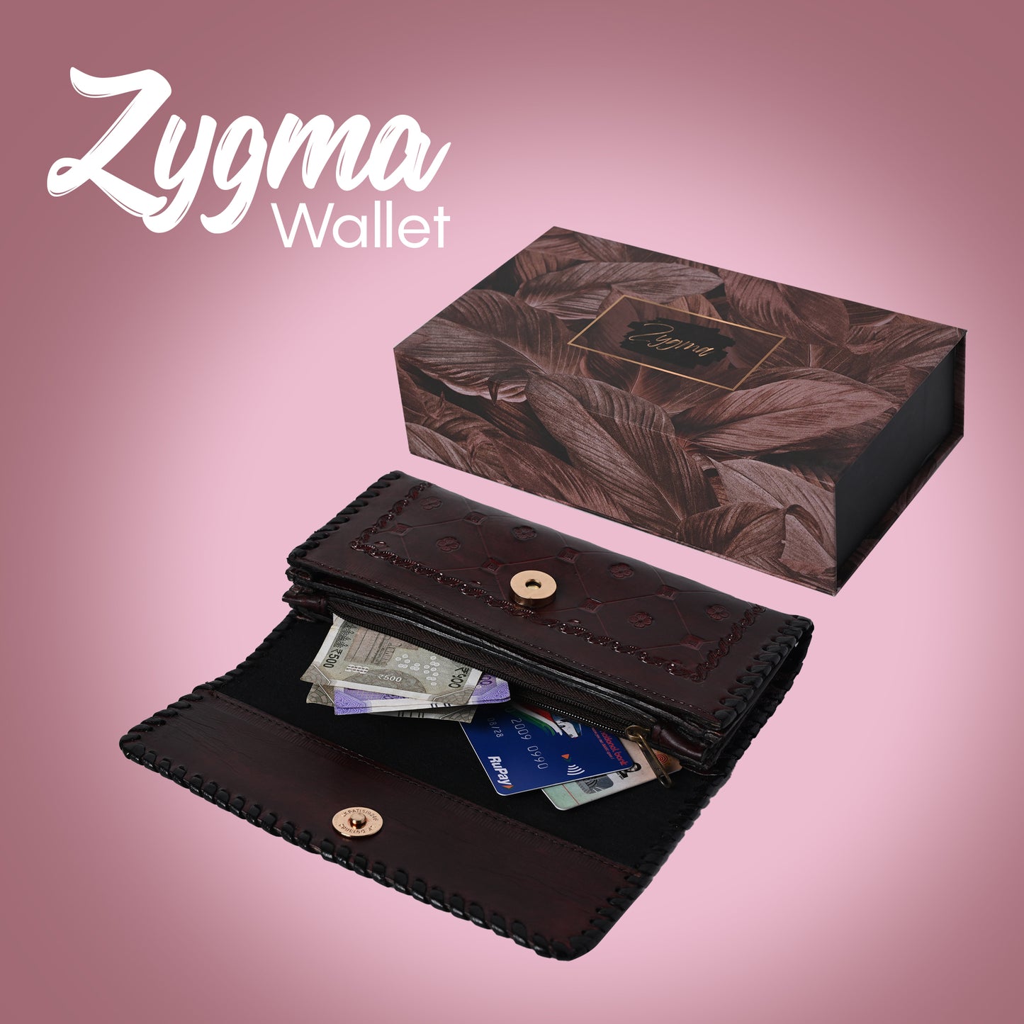 Zygma® Handmade Genuine Leather Clutch Purse for Women