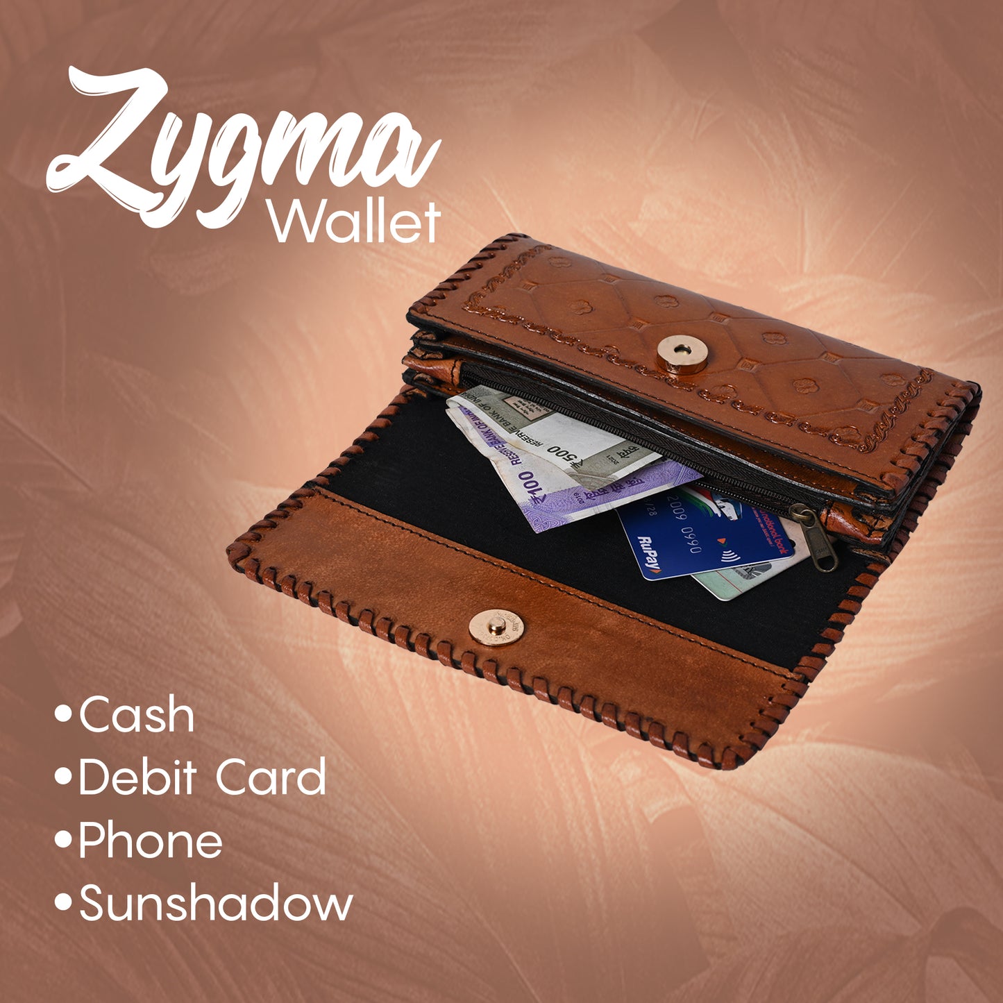 Zygma® Handmade Genuine Hard Leather Clutch Wallet Gift For Women