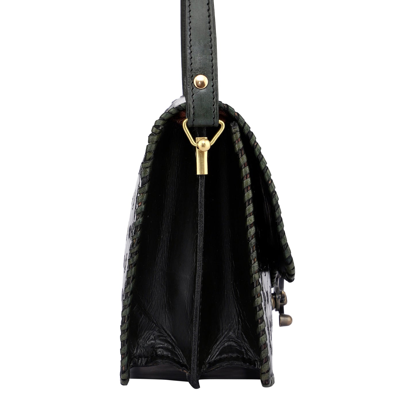 ZYGMA Embossed Leather Crossbody Sling Bag for Women-Green