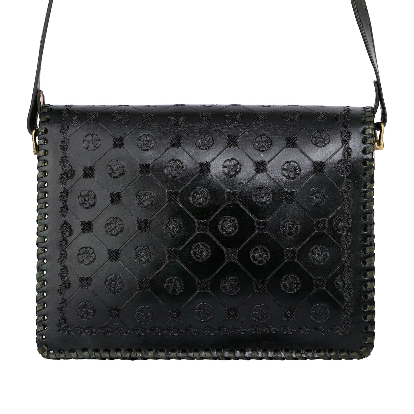 ZYGMA Embossed Leather Crossbody Sling Bag for Women-Green