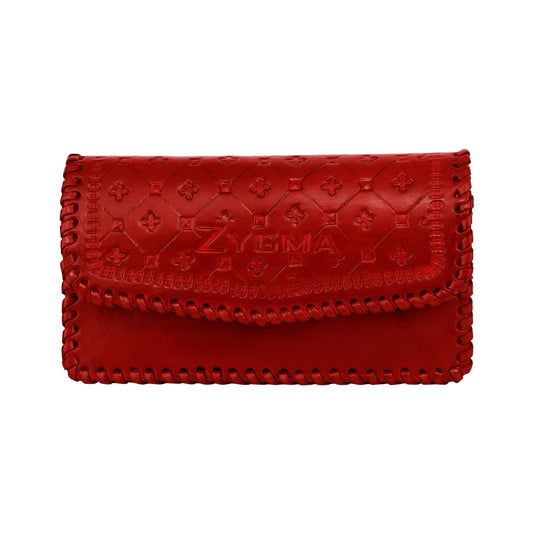 Zygma® Handmade Genuine Leather Clutch Purse for Women, Wallet For Women (Red)