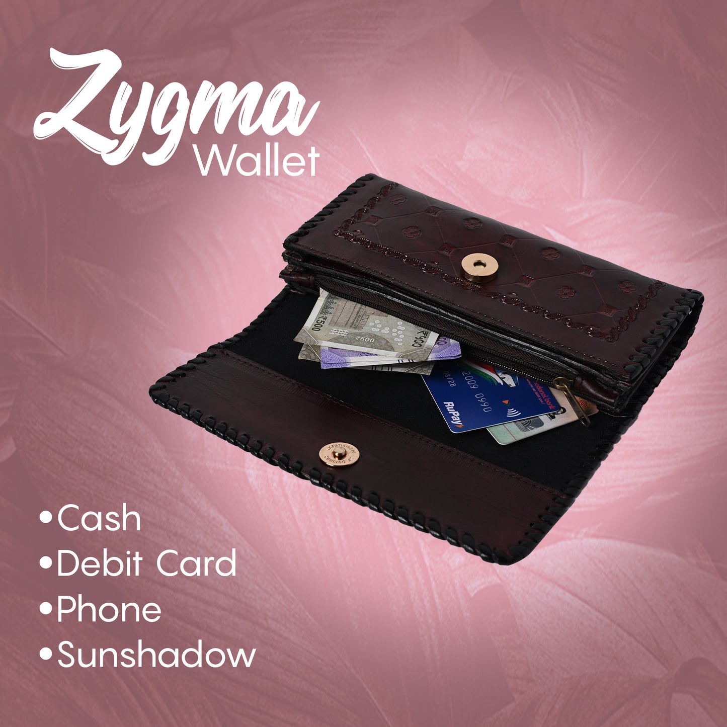 Zygma® Handmade Genuine Leather Clutch Purse for Women