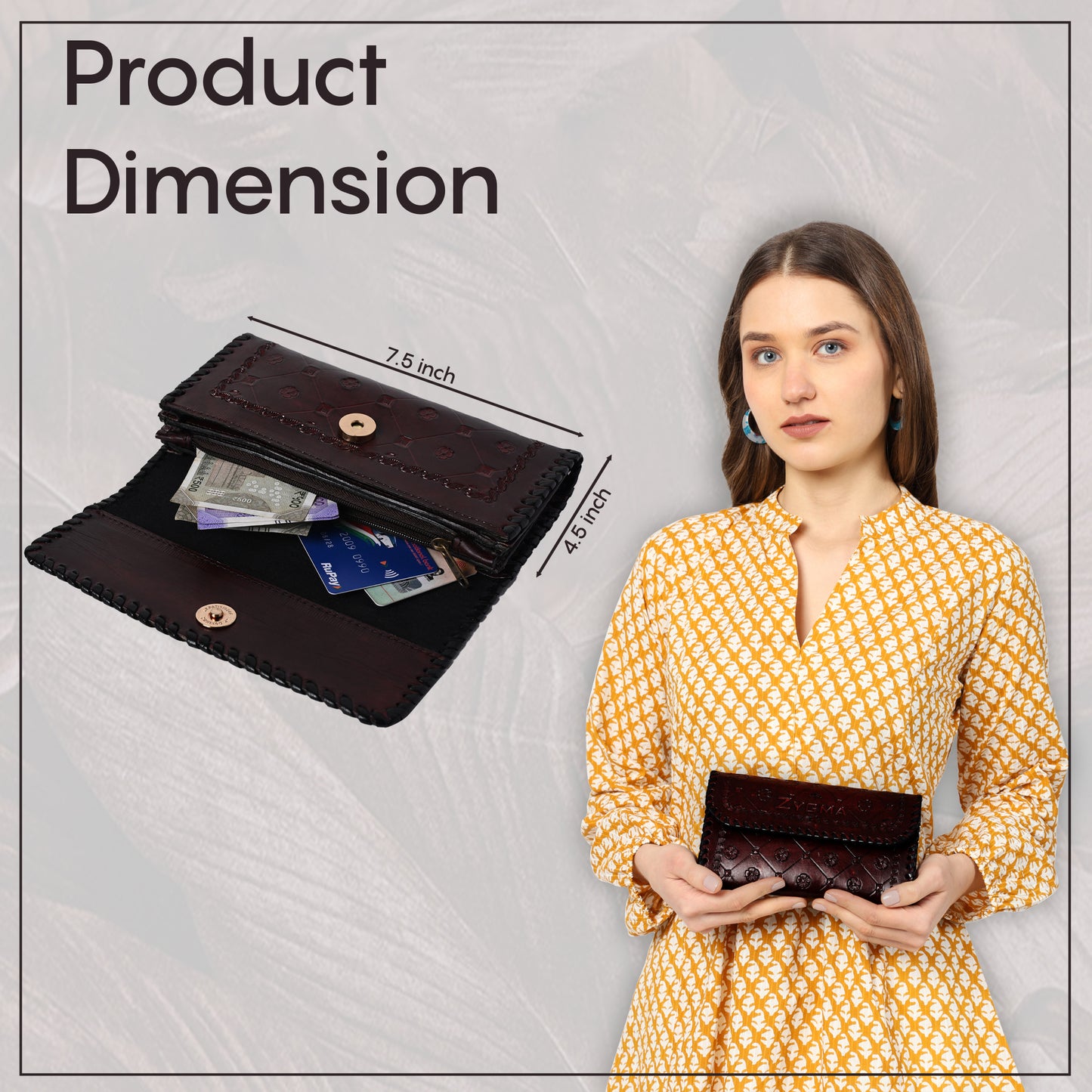 Zygma® Handmade Genuine Leather Clutch Purse for Women