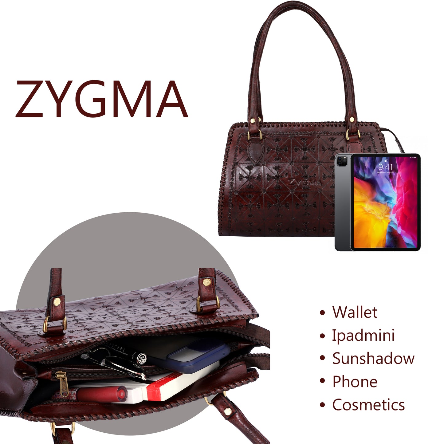 Zygma® Handmade Genuine Leather Tote Bag for Women - Compact and Elegant Design