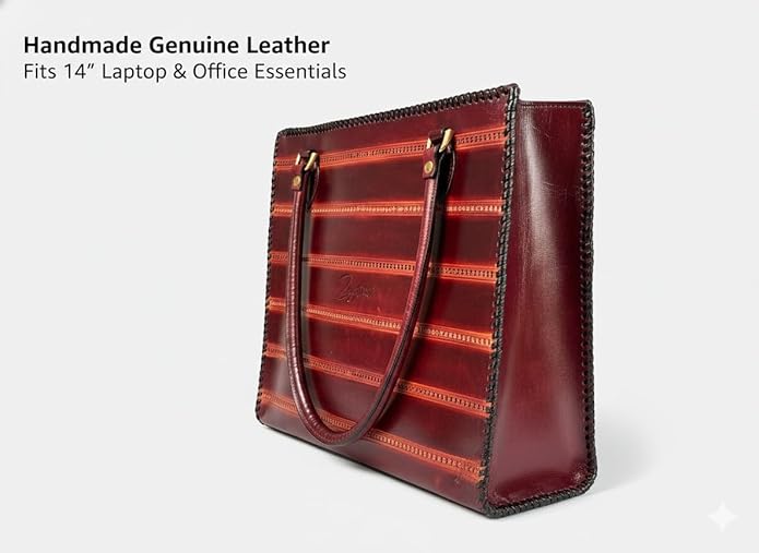 Zygma Striped Office Tote Bag — Brown