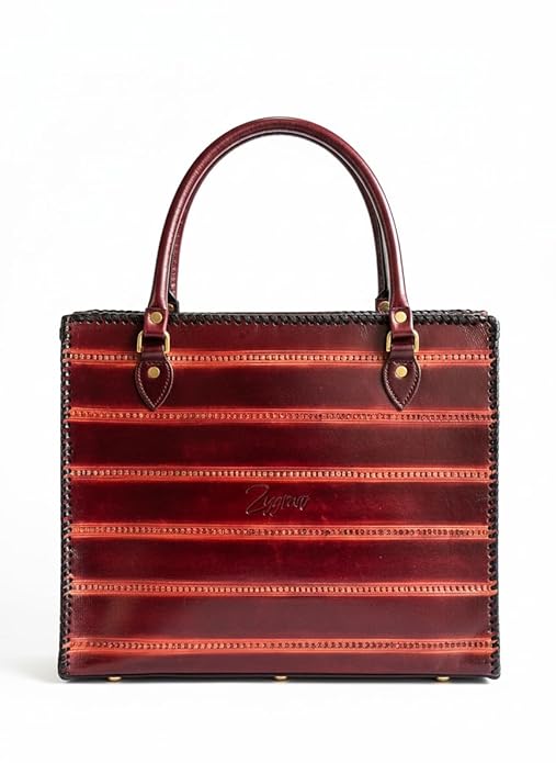 Zygma Striped Office Tote Bag — Brown