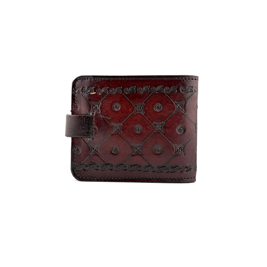 Zygma Handcrafted Genuine Leather Bifold Wallet for Men – Tooled Pattern Snap Closure Wallet