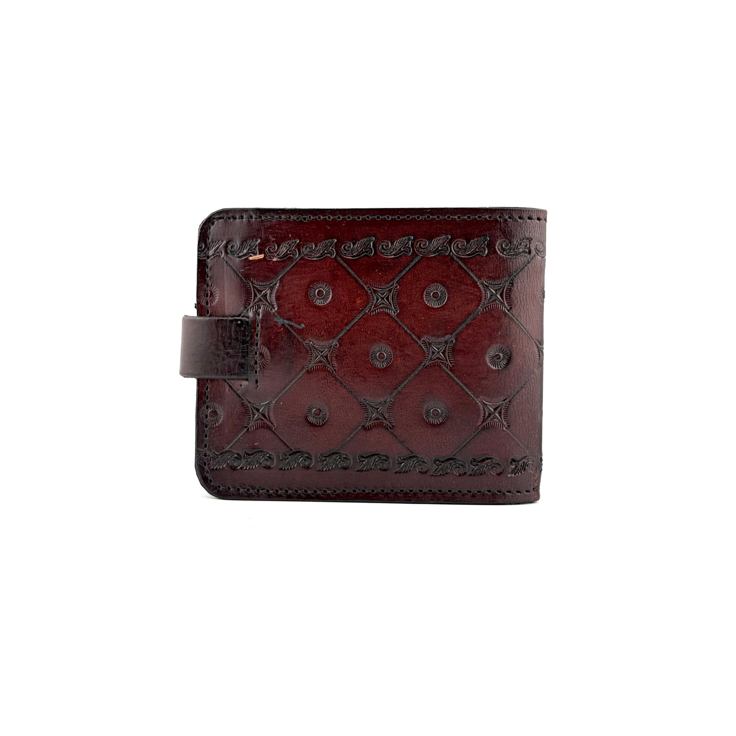 Zygma Handcrafted Genuine Leather Bifold Wallet for Men – Tooled Pattern Snap Closure Wallet