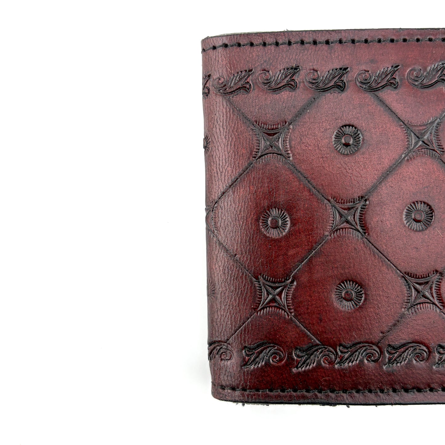 Zygma Handcrafted Genuine Leather Bifold Wallet for Men – Tooled Pattern Snap Closure Wallet