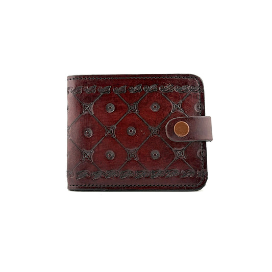 Zygma Handcrafted Genuine Leather Bifold Wallet for Men – Tooled Pattern Snap Closure Wallet