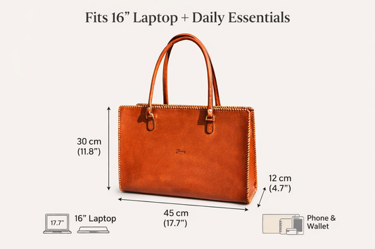 Zygma Handmade Genuine Leather Tote Bag for Women | Stylish Office & Everyday Use Bag