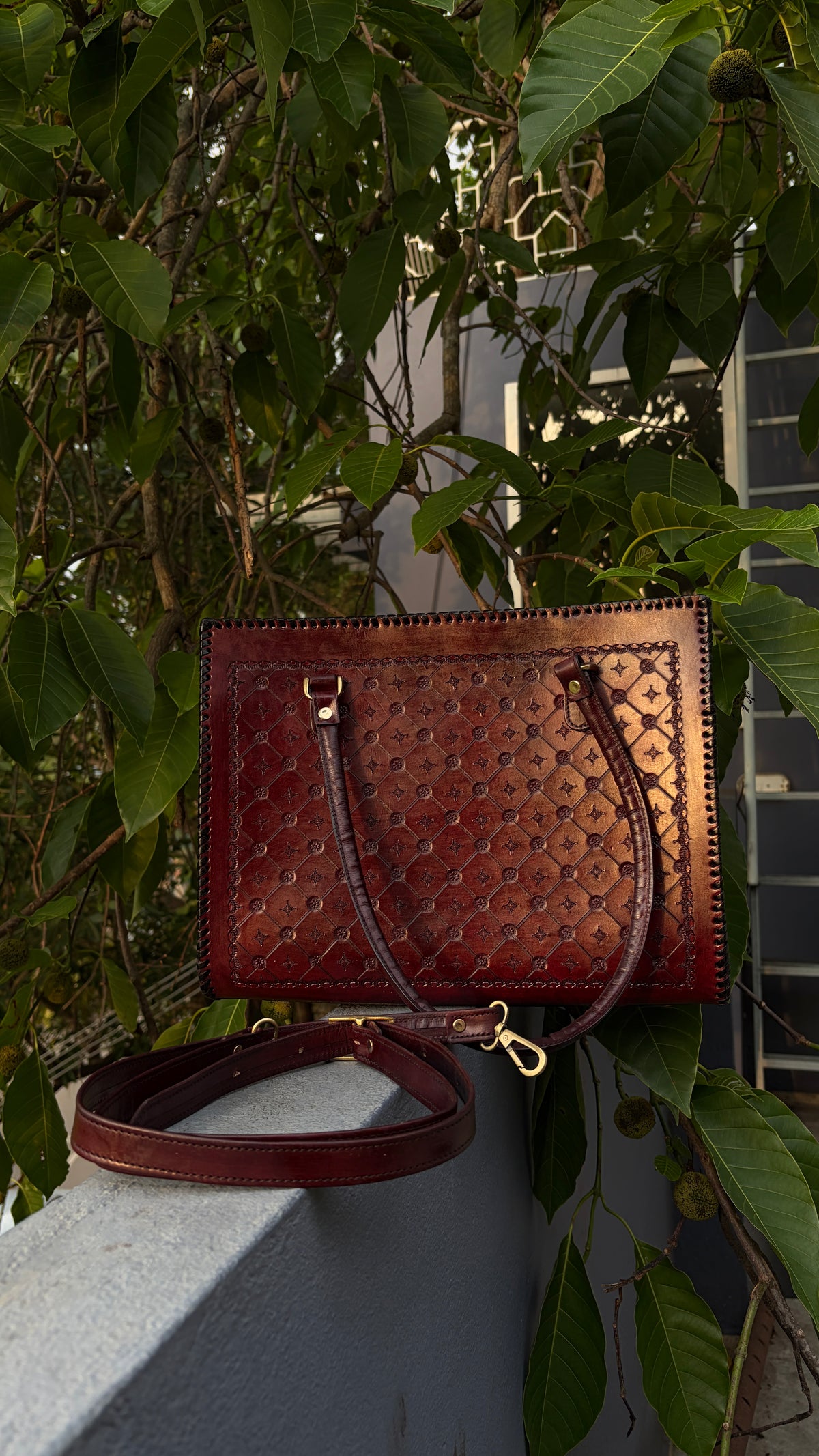 Zygma Oxblood Laptop Tote — 14 Inch, Genuine Leather