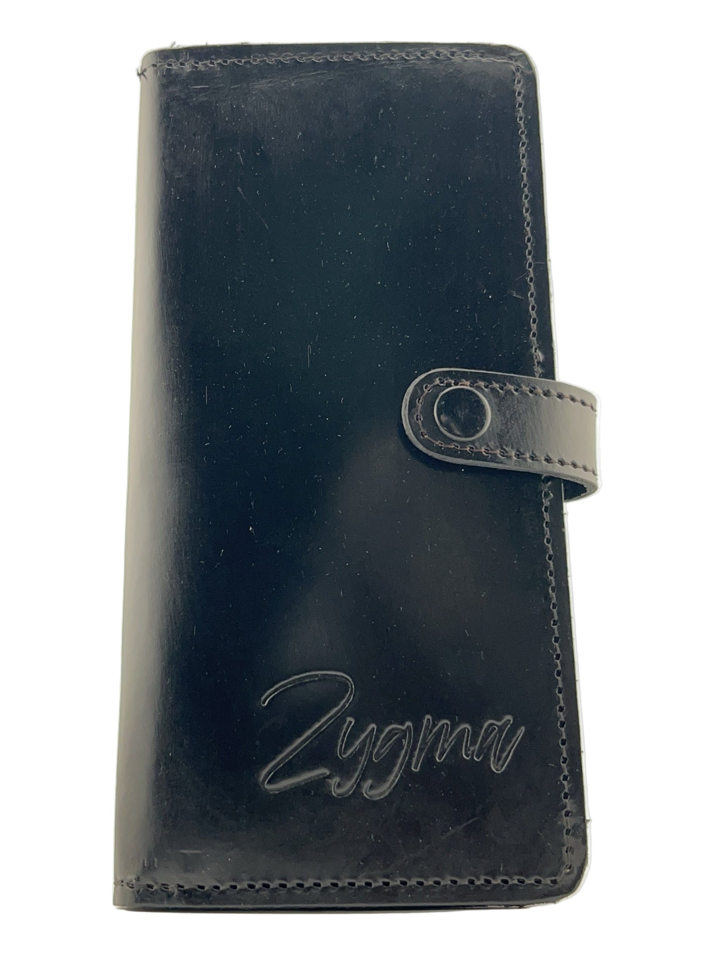 Zygma Handmade Genuine Leather Card Wallet – Black | 11 Card Slots, Zippered Coin & Cash Holder, Phone Storage Compartment – Stylish Men & Women Wallet
