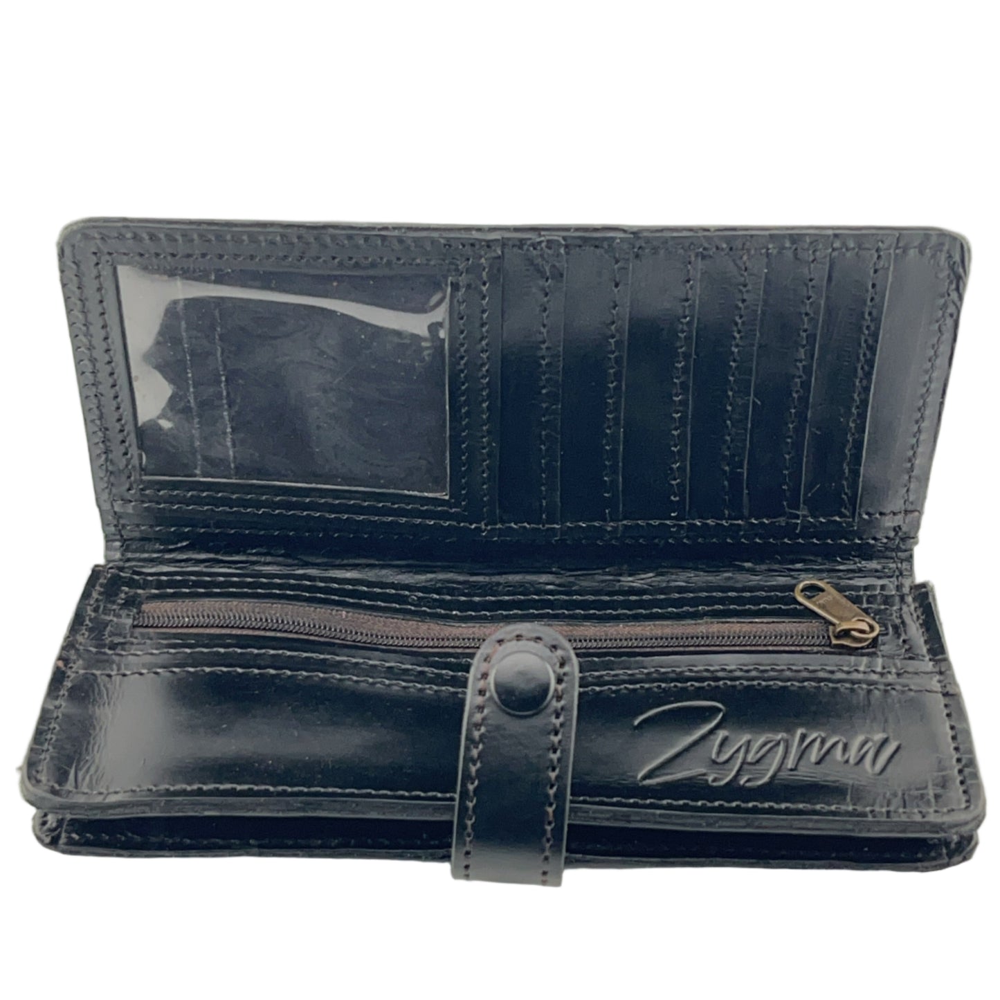 Zygma Handmade Genuine Leather Card Wallet – Black | 11 Card Slots, Zippered Coin & Cash Holder, Phone Storage Compartment – Stylish Men & Women Wallet