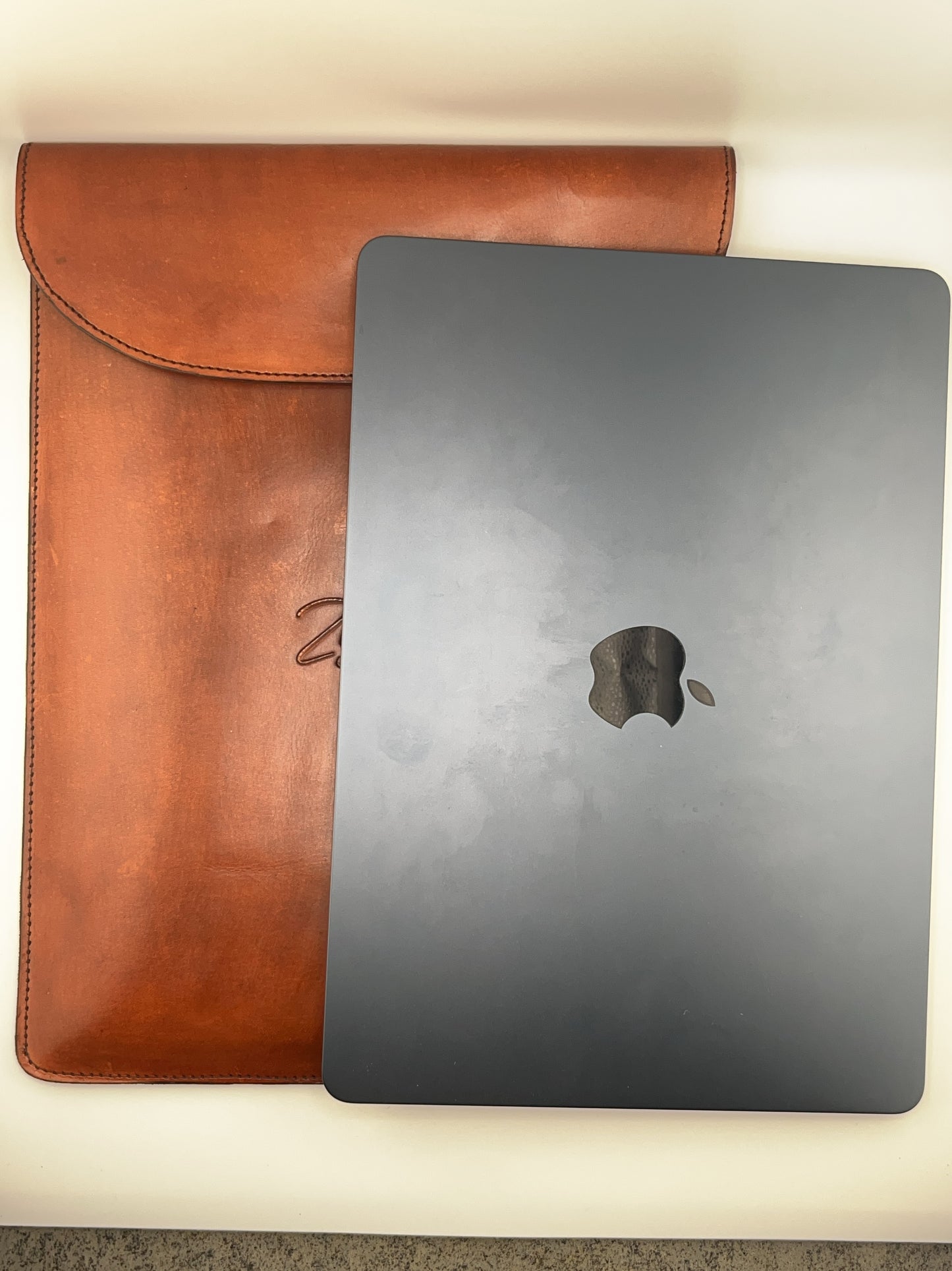 ZYGMA Handmade Genuine Leather MacBook Sleeve | 14-Inch Laptop Sleeve | Tan Brown | Envelope Flap | Brass Snap | Slim Protective Cover