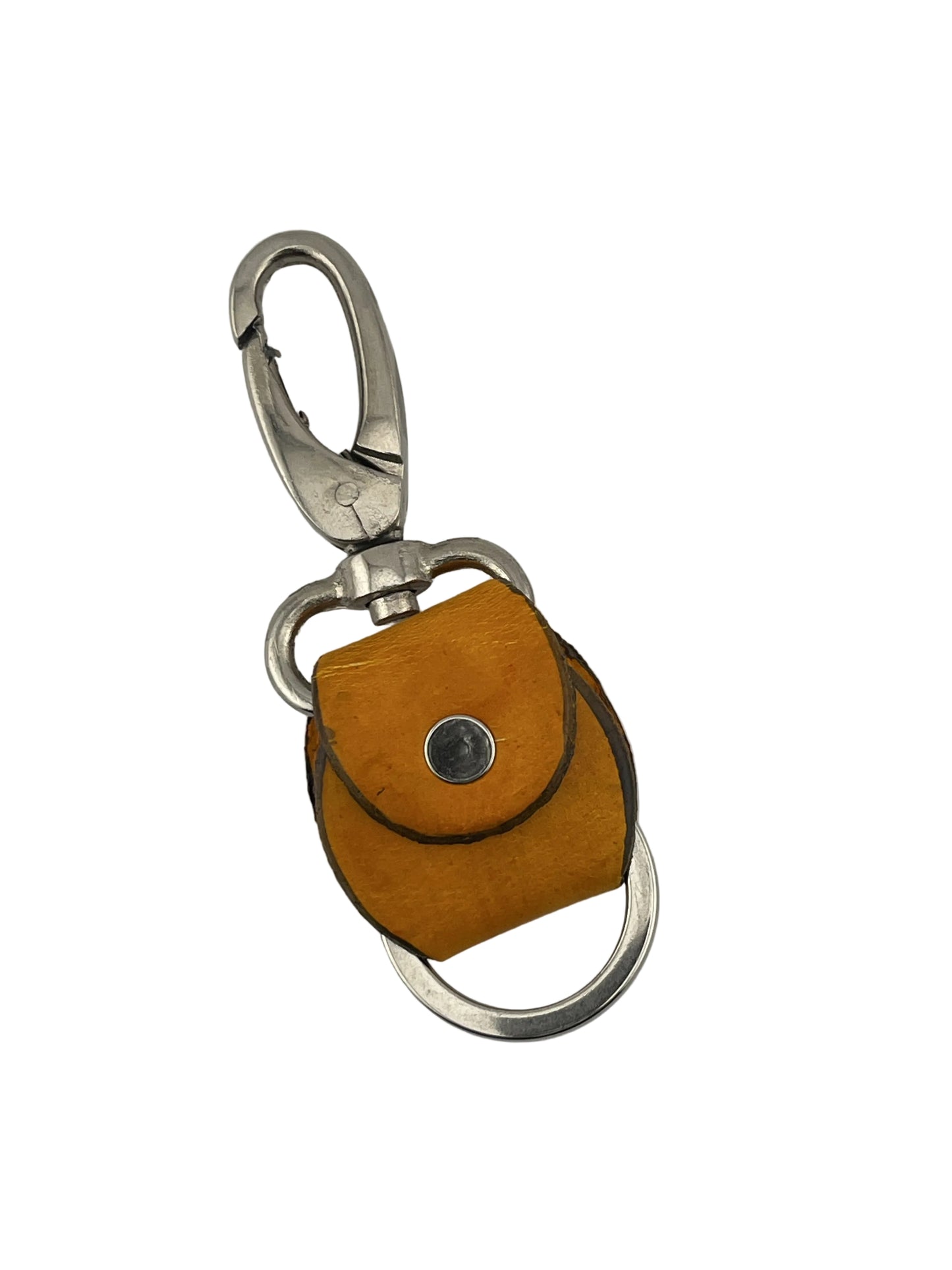 ZYGMA Handcrafted Leather Keychain | Embossed Floral Design with Silver Ring & Clasp Hook
