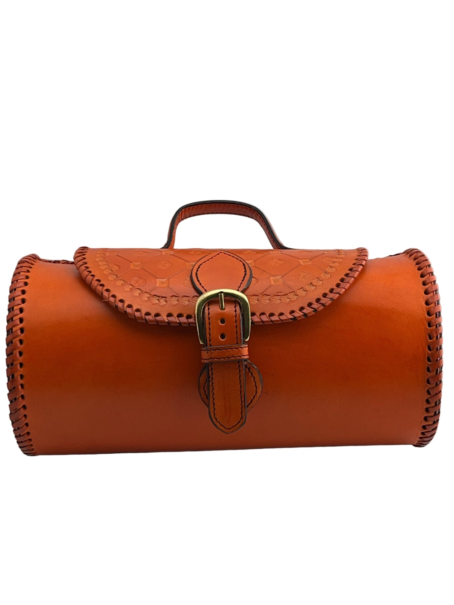 Zygma Handmade Genuine Leather Barrel Bag for Women | Stylish Sling & Handbag | Premium Gift for Her | Orange