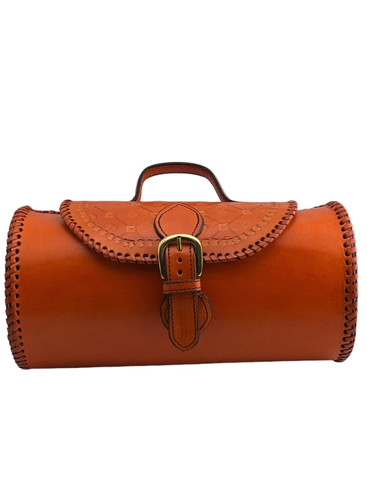 Zygma Handmade Genuine Leather Barrel Bag for Women | Stylish Sling & Handbag | Premium Gift for Her | Orange