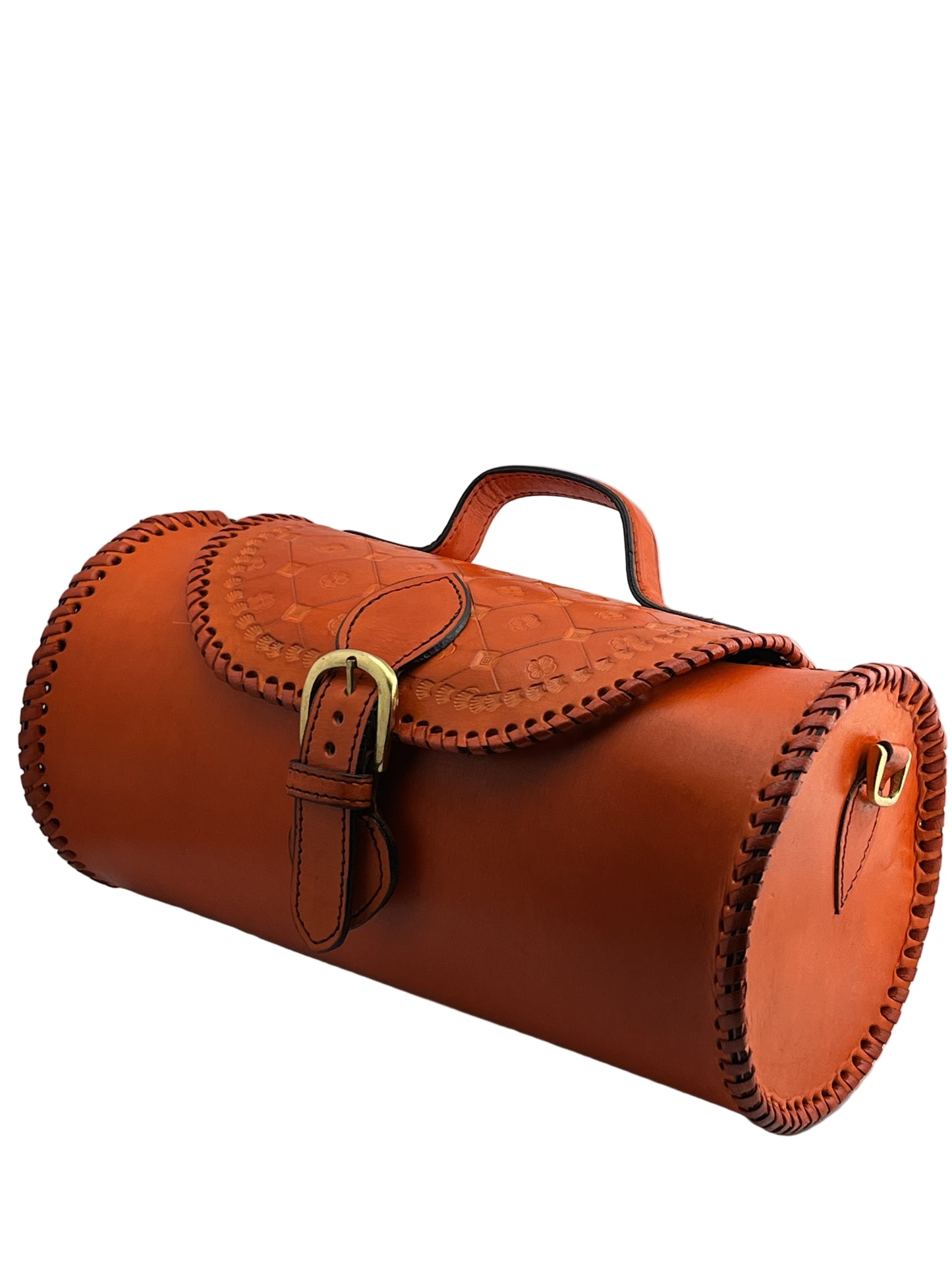 Zygma Handmade Genuine Leather Barrel Bag for Women | Stylish Sling & Handbag | Premium Gift for Her | Orange