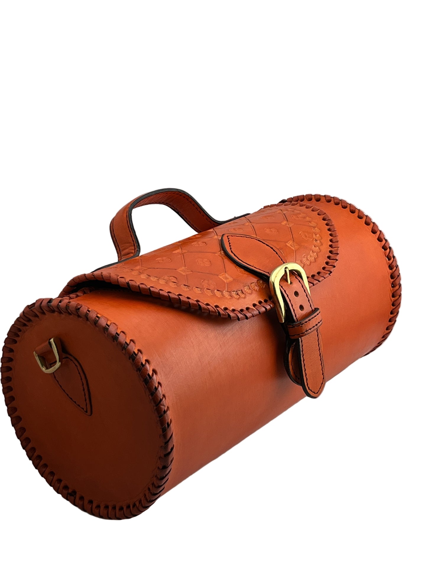 Zygma Handmade Genuine Leather Barrel Bag for Women | Stylish Sling & Handbag | Premium Gift for Her | Orange