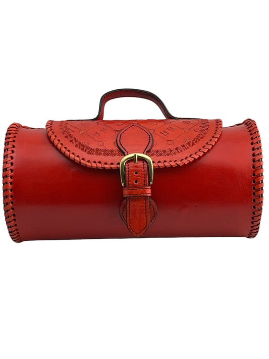 Zygma Handmade Genuine Leather Barrel Bag for Women | Stylish Sling & Handbag | Premium Gift for Her | Red