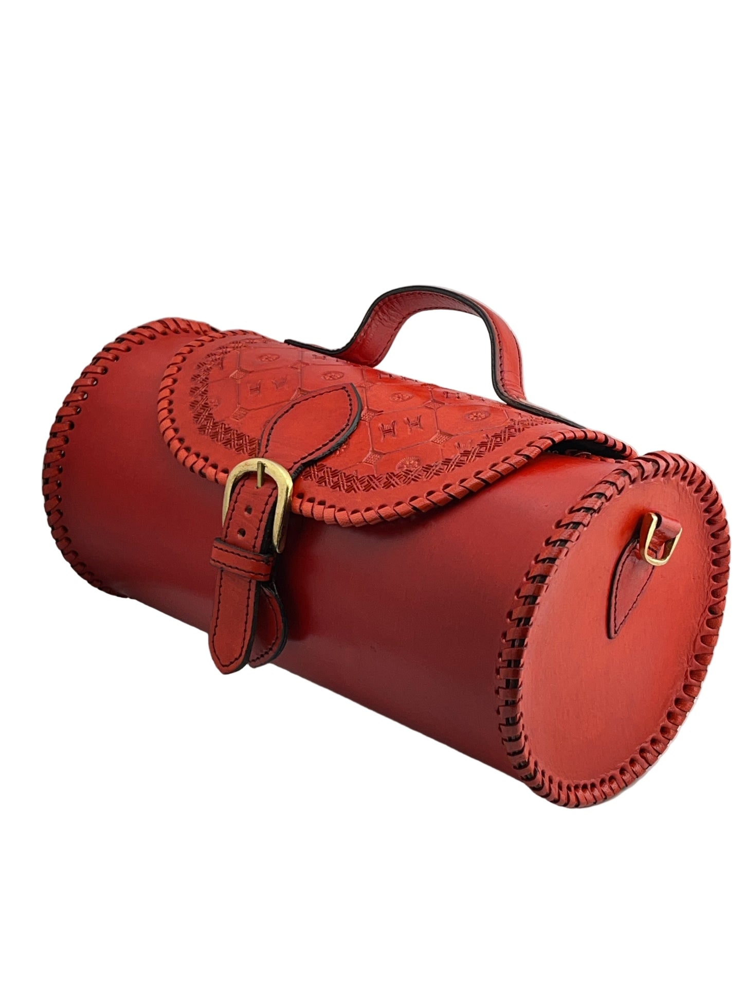 Zygma Handmade Genuine Leather Barrel Bag for Women | Stylish Sling & Handbag | Premium Gift for Her | Red