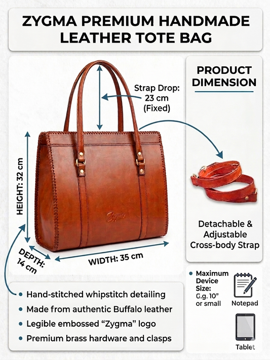 Zygma Leather Tote Bag — Structured Shoulder Bag