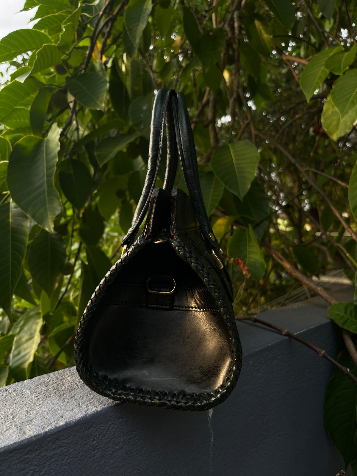 Zygma Hand-Tooled Leather Satchel — Green