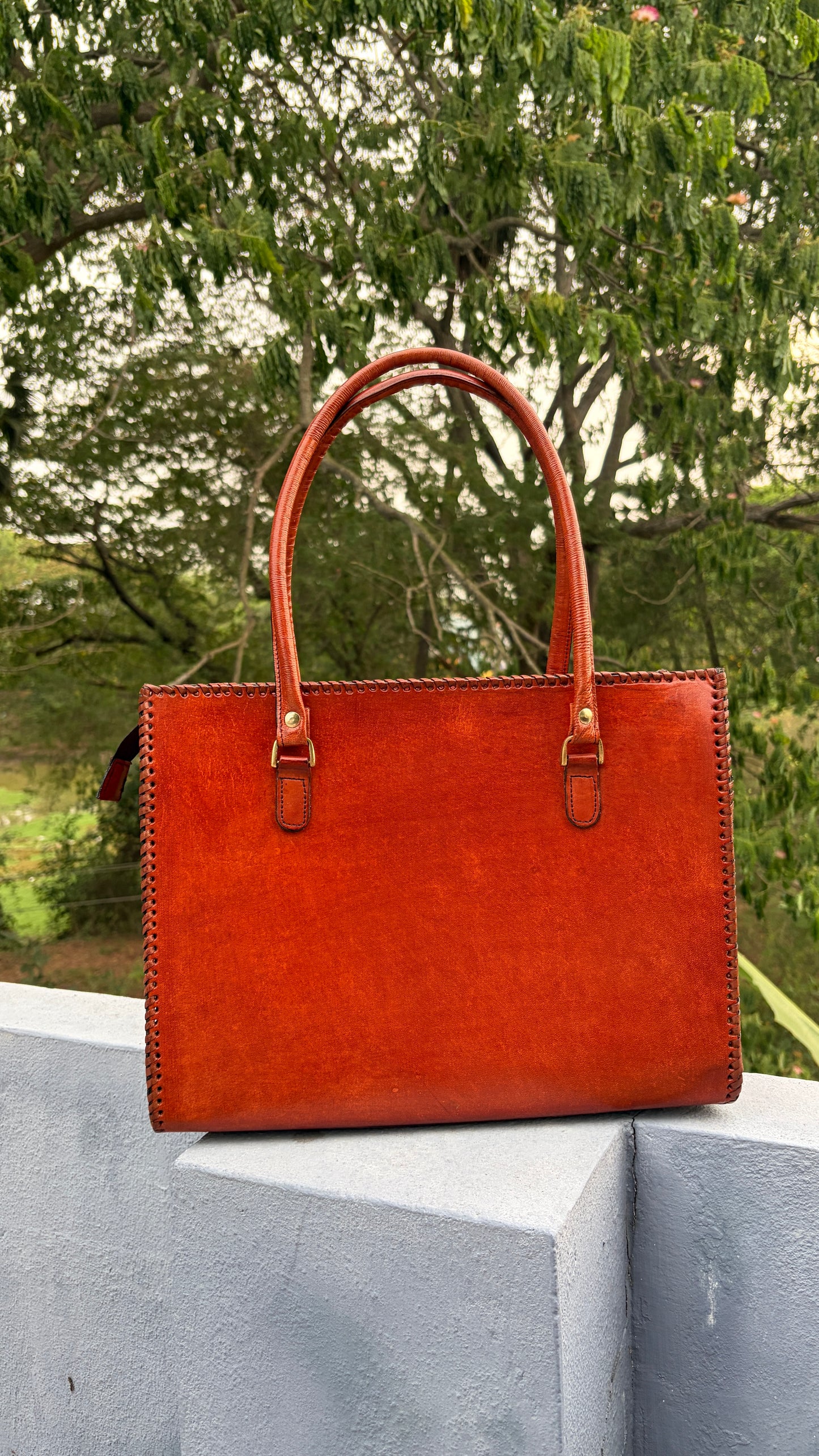 Zygma 14-Inch Leather Laptop Bag for Women | Handmade Tote-Tan
