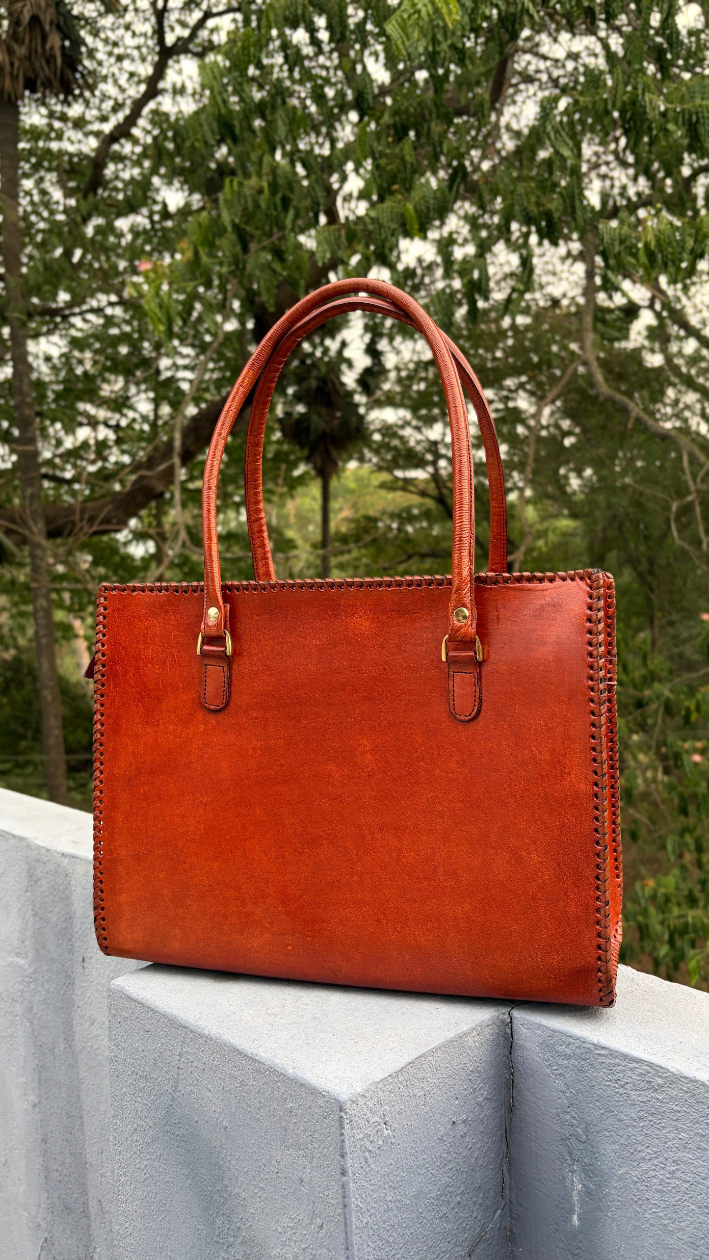 Zygma 14-Inch Leather Laptop Bag for Women | Handmade Tote-Tan
