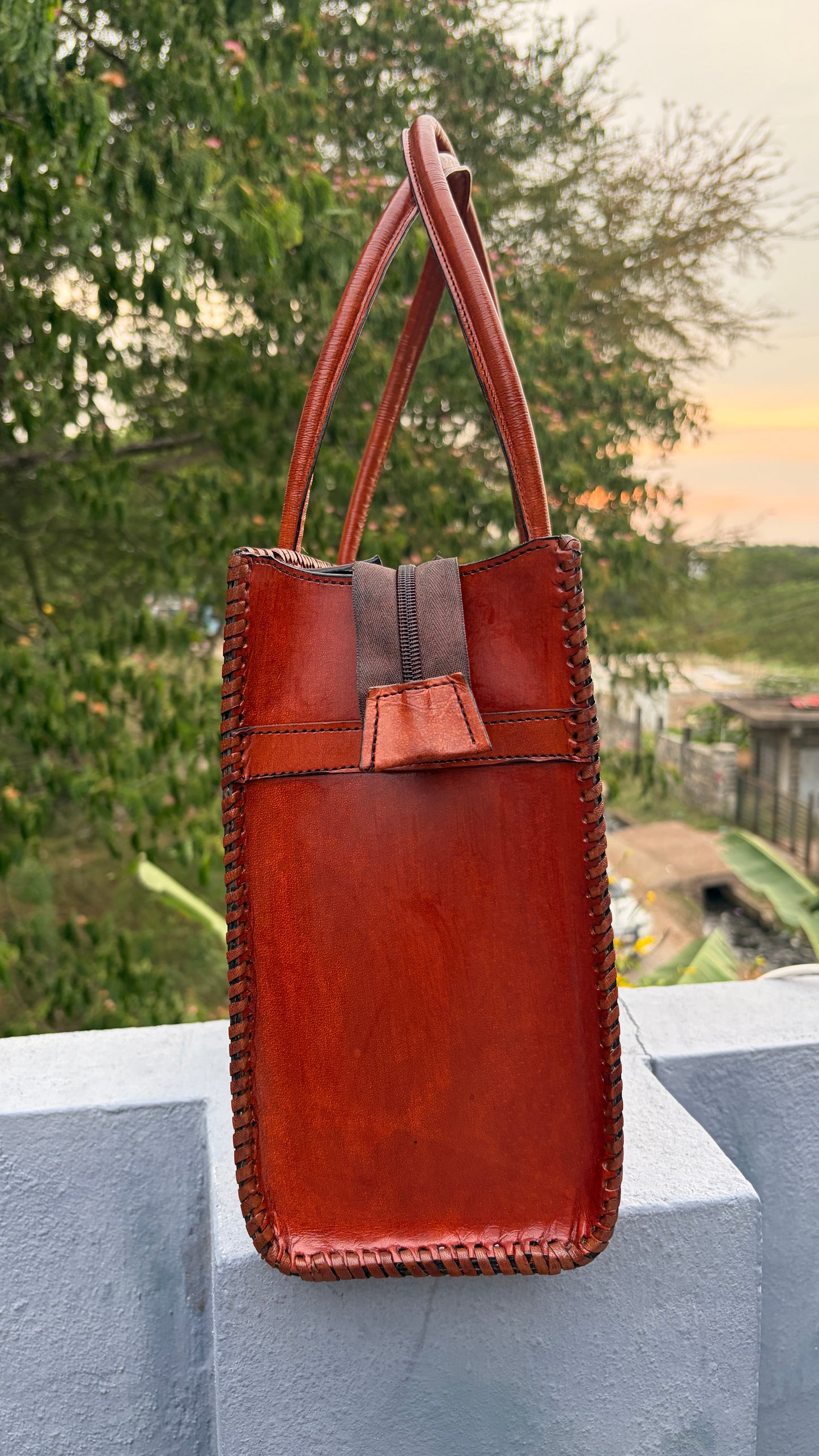 Zygma 14-Inch Leather Laptop Bag for Women | Handmade Tote-Tan