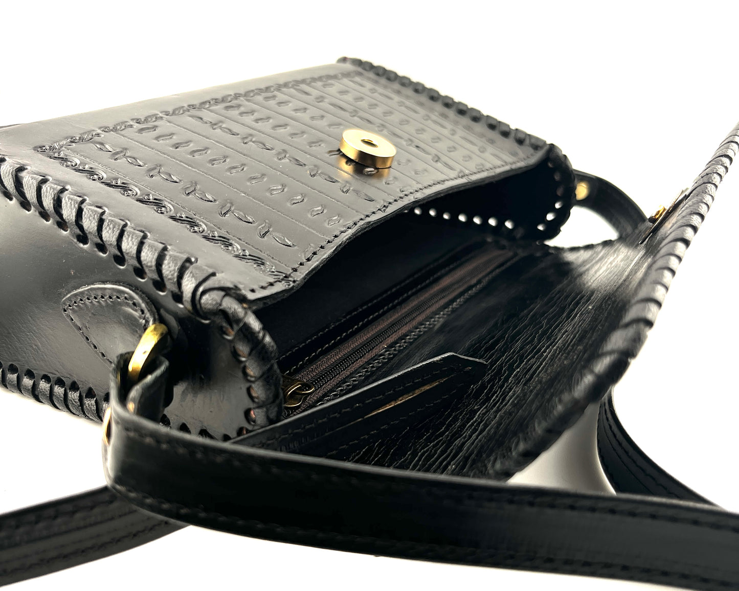 Zygma Handmade Genuine Leather Black Sling Bag