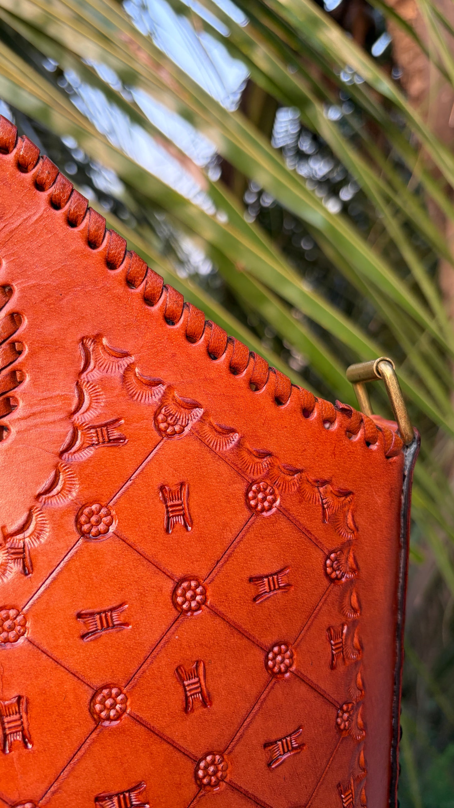 Zygma Embossed Tan Basket Tote — Genuine Leather