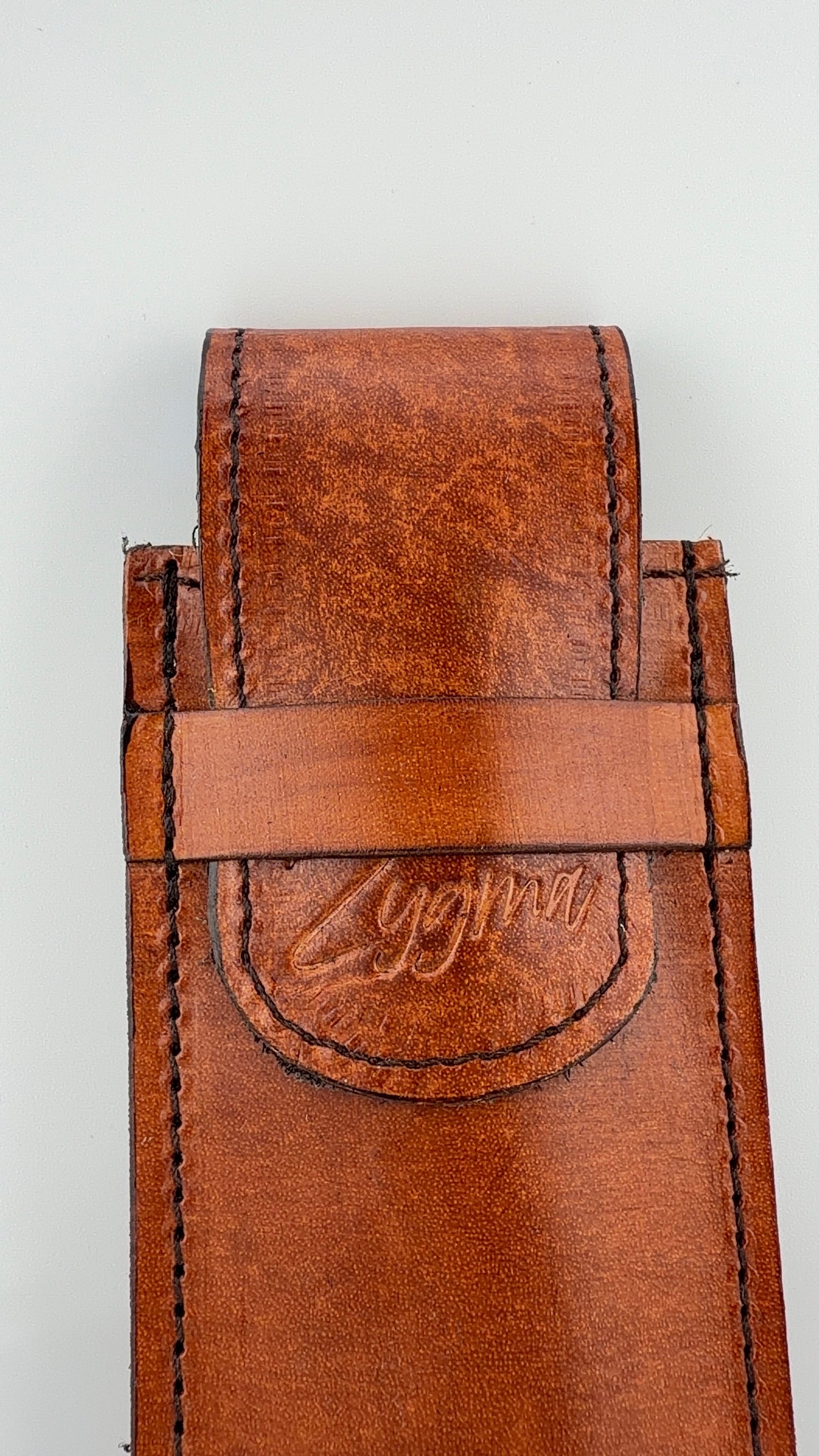 ZYGMA Handmade Genuine Leather Pen Holder | Pencil Pouch with Fabric Lining | Tan Brown & Burgundy | Desk & Bag Accessory