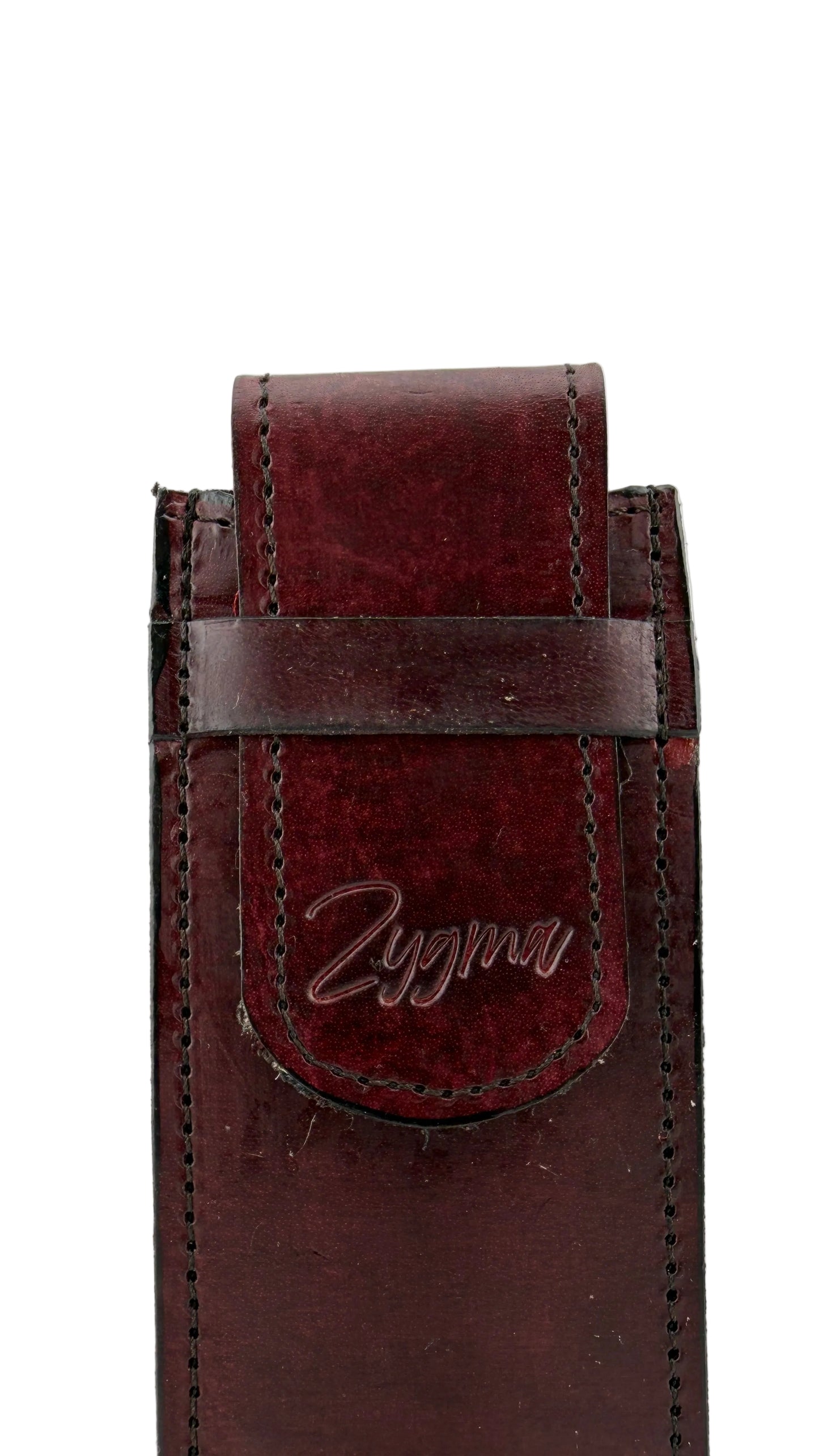 ZYGMA Handmade Genuine Leather Pen Holder | Pencil Pouch with Fabric Lining | Tan Brown & Burgundy | Desk & Bag Accessory