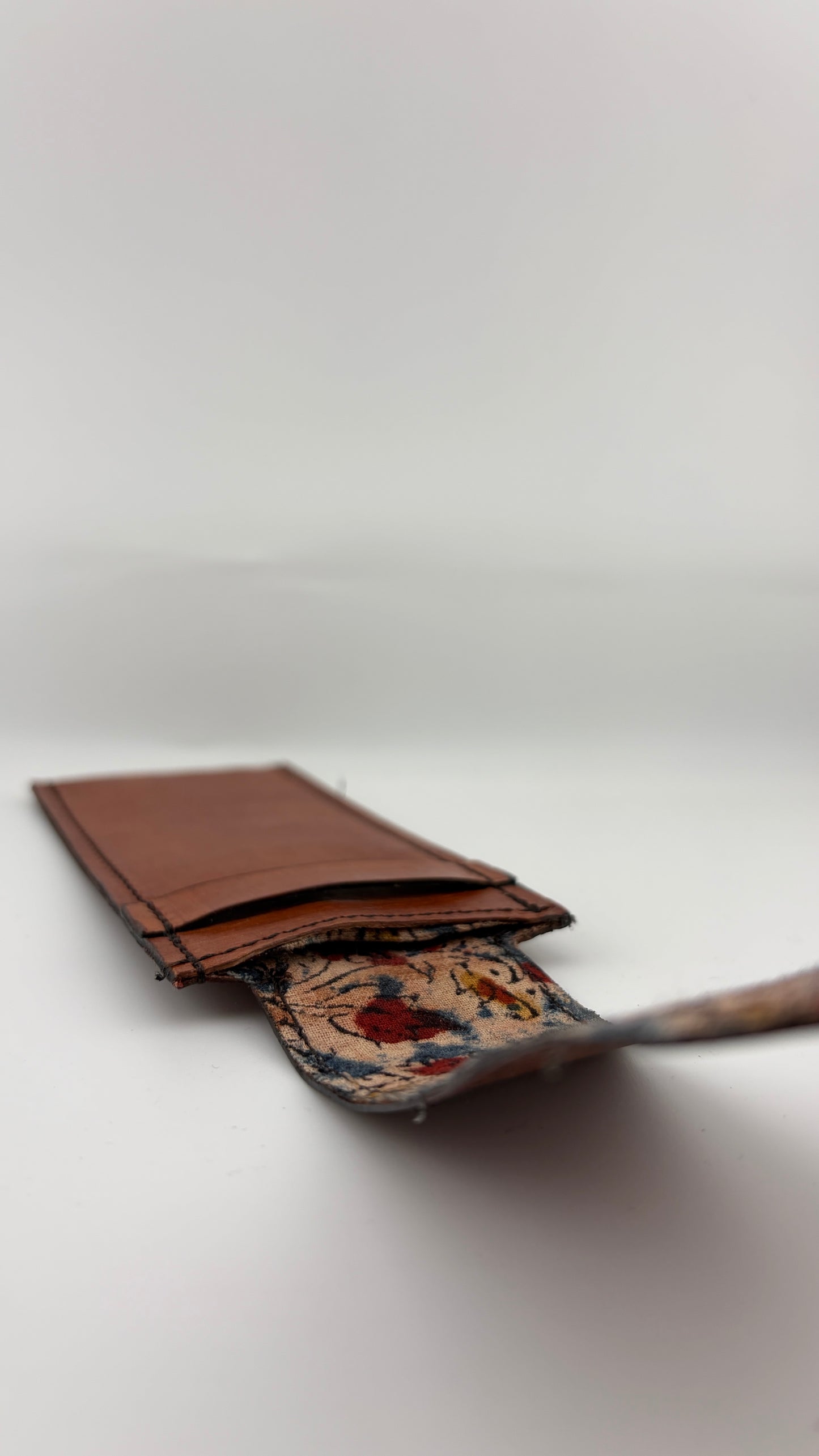 ZYGMA Handmade Genuine Leather Pen Holder | Pencil Pouch with Fabric Lining | Tan Brown & Burgundy | Desk & Bag Accessory
